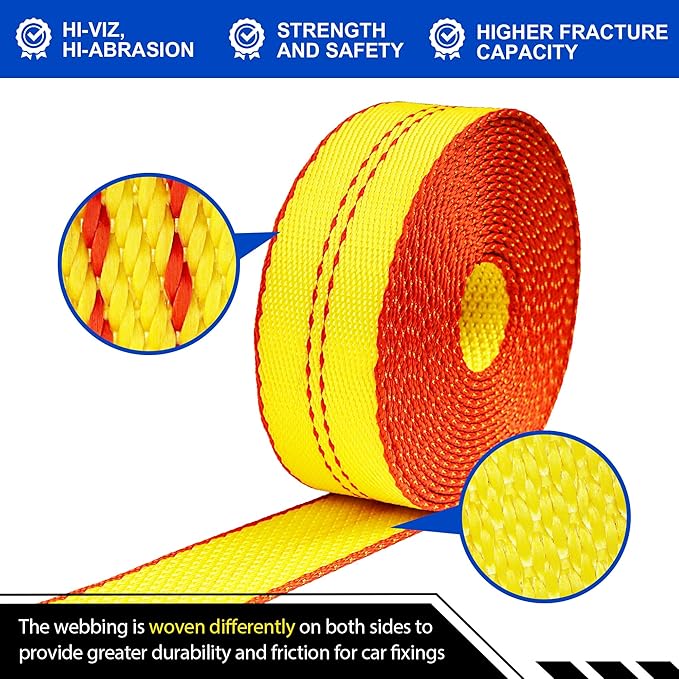 2" x 16' Replacement Tie Down Straps with Chain Tail,4-Pack,Heavy-Duty Car Trailer Straps for 8-Point Tie Down Kits – Extension Strap for Vehicle Transport, Flatbeds & Trailers