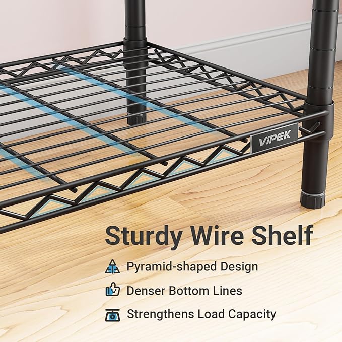 VIPEK V40 Plus Extra Large Clothes Rack Heavy Duty Clothing Rack for Hanging Clothes, Multi-Functional Closet Organizer System Freestanding Wardrobe Closet for Bedroom, Max Load 1300lbs, Black