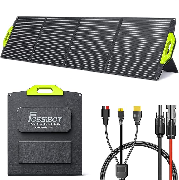 FOSSiBOT Solar Panel SP200 Foldable Solar Panel 200 Watts Adjustable Kickstands for Home, RV