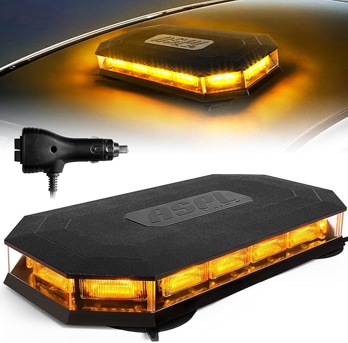 ASPL 16.5 Inch Roof Top Beacon Emergency Strobe Light 56 LED Magnetic Warning Caution lights bar Traffic Hazard Plow Light for Trucks Vehicles Construction Snowplow (Amber)