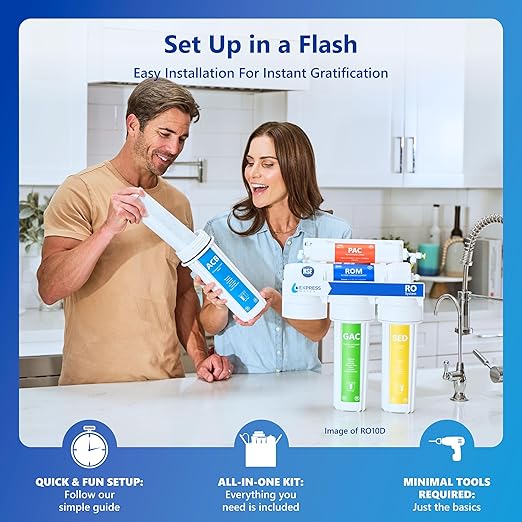 EXPRESS WATER UV Reverse Osmosis Water Filtration System – 11 Stage UV Water Filter with Faucet and Tank – Under Sink Water Filter with Alkaline Filter for added Essential Minerals 100 GDP