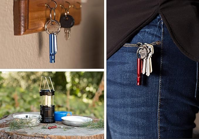A Set of 5 Extra Loud Whistles for Camping Hiking Hunting Outdoors Sports and Emergency Situations, Sturdy but Light Aluminium Key Chain Signals