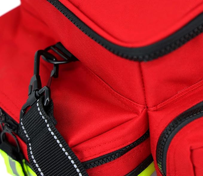 Lightning X Products Lightning X Mid-Sized First Responder EMT Bag | LXMB25 Fully Stocked Aid Kit w/ 200+ BLS Supplies - RED