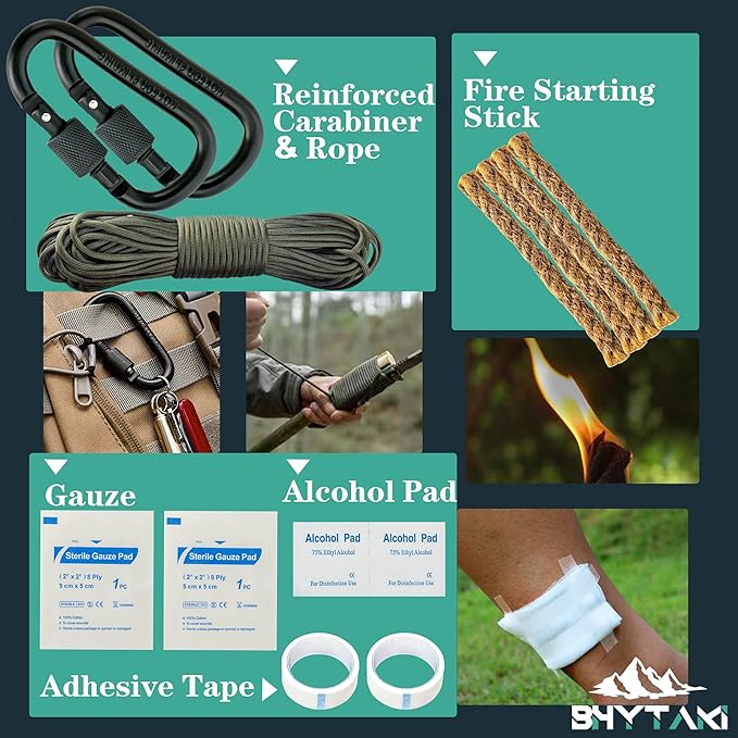 Survival Kits 37 in 1, Gifts for Men Dad Husband Valentine's Day, Emergency Survival Gear and Equipment, Camping Hiking Outdoor Adventure Cool Gadgets, Stocking Stuffers