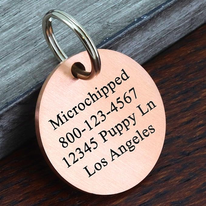 Ultra Joys Personalized Dog Tags for Pets - Durable Stainless Steel Customizable Dog Cat ID Tags - Dog Tags for Safety Optional Engraved on Both Sides -Birth Flower Round Dog Tag Small, Rose Gold