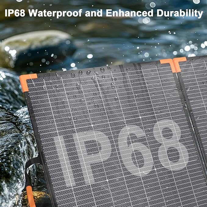 400W Bifacial Portable Solar Panel, 33V Lightweight Foldable Solar Charger for Power Station, IP68 Waterproof 23.5% High Efficiency with Adjustable Kickstands for Camping RVs Home Backup