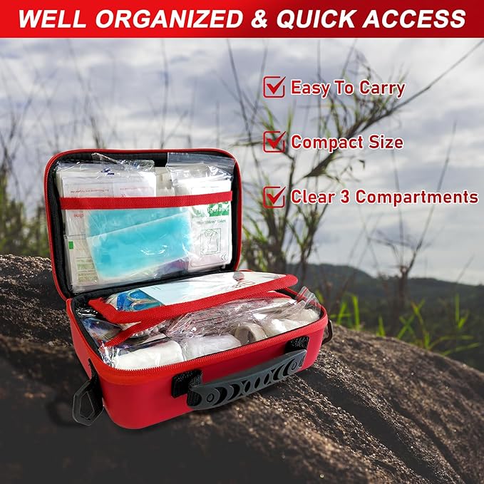 426 Piece First Aid Kit, Waterproof Compact Portable Hard Case Emergency Medical Kit for Home, Car, Travel, Businesses, Office, Hiking, Vehicle, Boat - Outdoor Survival Kit