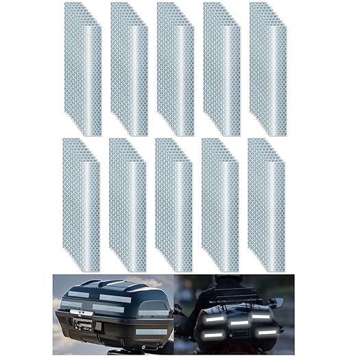 Non Fading White Reflective Stickers 1 inch X 6 inch, Outdoor Waterproof High Visibility Warning Safety Adhesive Reflector Tape (100 Pcs)