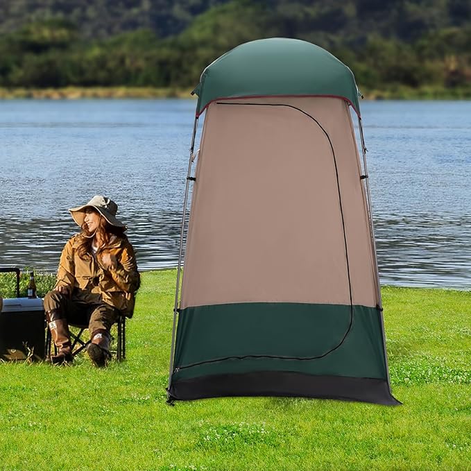 Outdoor Camping Privacy Shelter, Shower Tent Portable Toilet Tent Changing Dressing Room Instant Privacy Shelters Outdoor Shower Enclosure for Hiking Beach Picnic Fishing (Dark Green)
