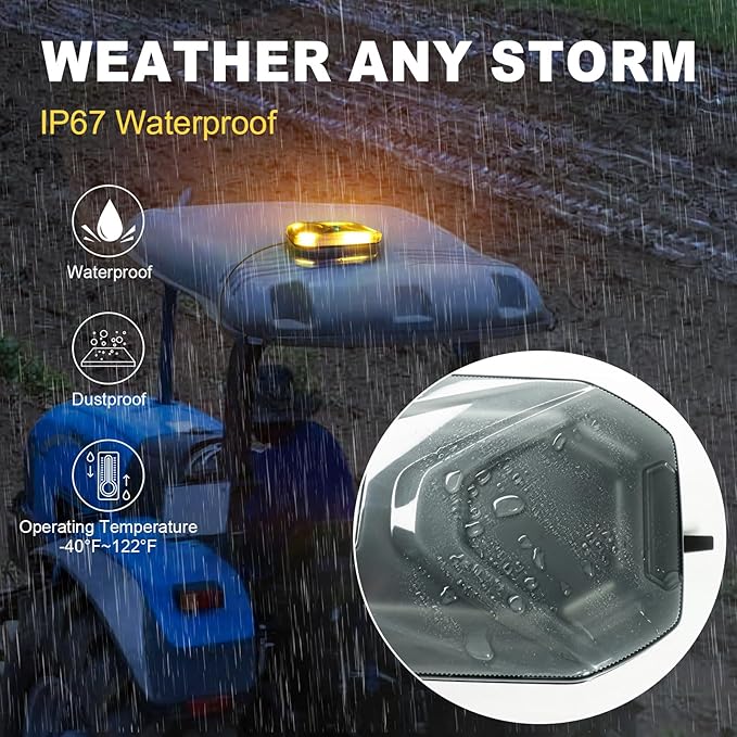 Agrieyes 68 LED Flashing Lights for Vehicles, Amber Screw Mounting Strobe Light Bar for Trucks, Smoked Lens Emergency Flashing Warning Security Caution for Plow, Construction, Snow, Trailer Waterproof