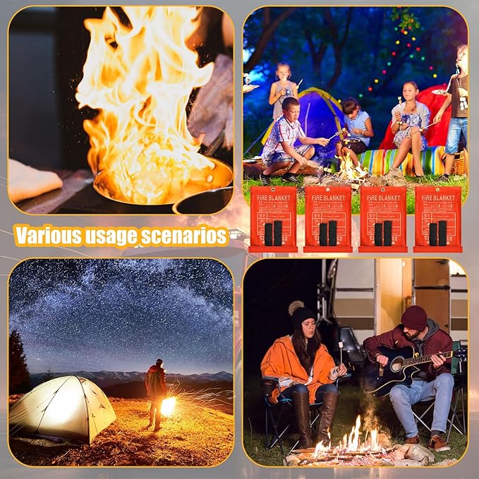 50 Pack Fire Blanket for Home and Kitchen Bulk 39 x 39 Inch Emergency Fire Blanket Fiberglass Fire Blankets Emergency Fire Retardant Blankets for Home,Kitchen,Camping School(Orange)