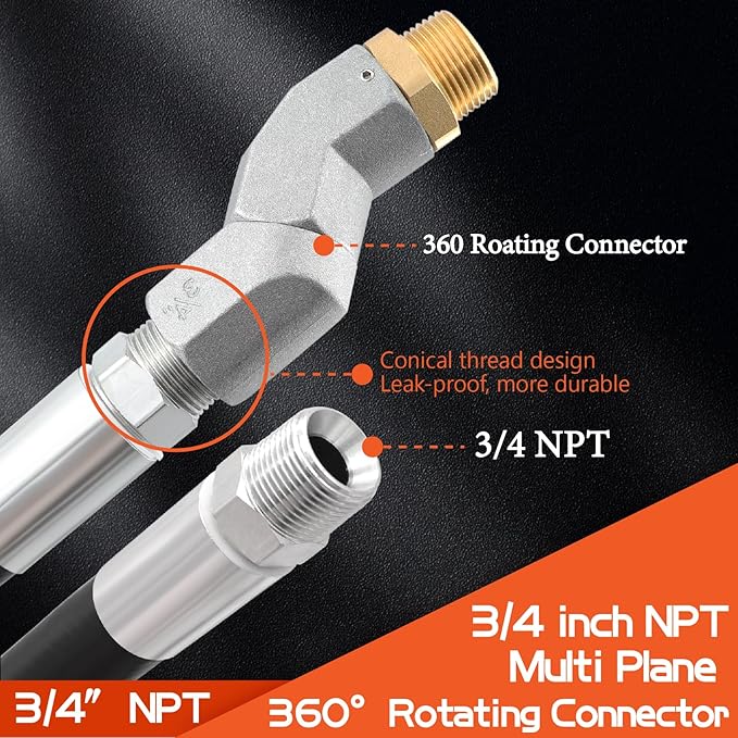 3/4" Fuel Transfer Hose 10FT,Farm Pump Hose Male NPT Connector with Fuel Hose Swivel for Gasoline,Diesel,Biodiesel