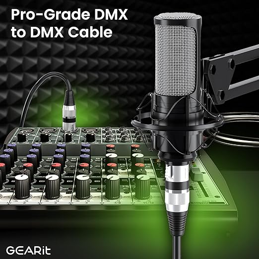 GearIT DMX Stage Lighting Cable (50 Feet, 2-Pack) - DMX Male to Female (XLR Compatible) 3-Pin Balanced Shielded for DJ LED Moving Head Par Light, Mic Mixer, Recording Studio, Podcast - 50ft