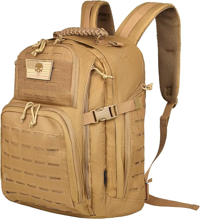 Military Tactical Backpack, 40L Tactical Backpack for Men, Army 3 Days Assault Pack, Military Molle Backpack Waterproof, EDC Hiking Bug Out Bag with Water Bladder Compartment, Hiking Rucksack
