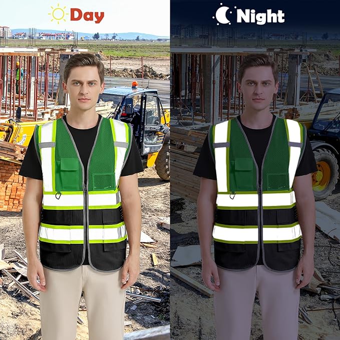 BeautyWill Custom Logo Safety Vest Class 2 High Visibility Reflective Vest for Men - Personalized Logo Team Vest