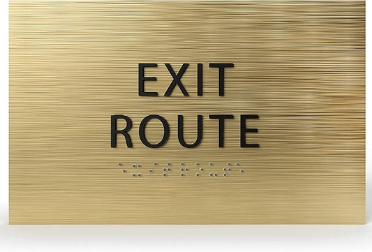 6" X4" Exit Route Sign- Tactile Graphics Grade 2 Braille Text | Modern Utility Wall Mount ADA Compliant Plastic Signs For Schools, Offices, Businesses, Apartments & Restaurants
