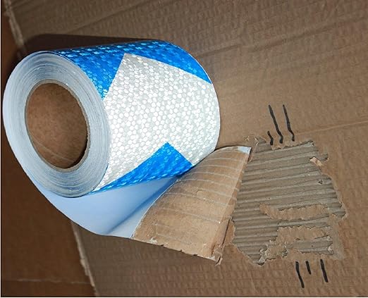 Reflective Tape Blue White 8 Inch x 68 Feet, Safety Caution Reflector Strips, Hazard Conspicuity Warning Stickers