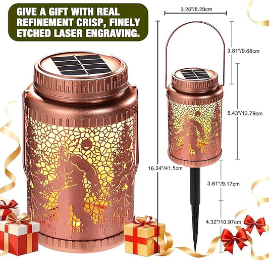 Cooo 6 Pack Solar Lanterns Outdoor Waterproof Bigfoot Sasquatch Christmas Trees Solar Pathway Lights Landscape Path Christmas Gifts for Women Mom Grandma Outdoor Table Lamp Garden Yard Decor-Rose Gold