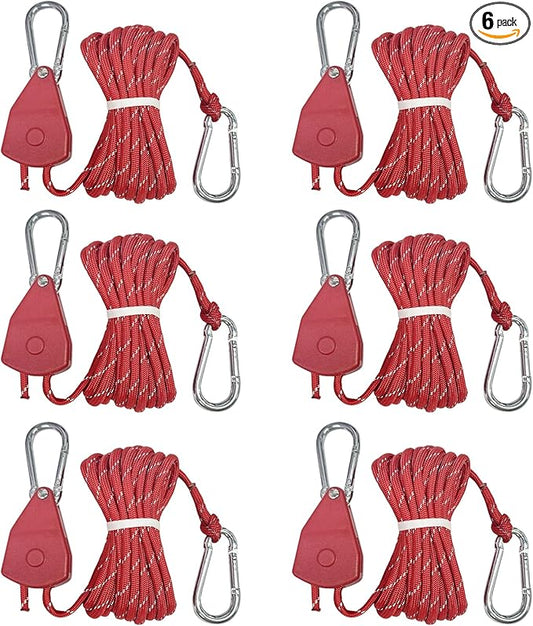 14ft Retractable Paracord Rope Tie Down Ratchet Strap Small Straps Mini Rope Cam Lock Tent Canopy Tie Down Adjustable Outdoor Windproof Tightener Tensioner Hanger Grow Light 5/32"