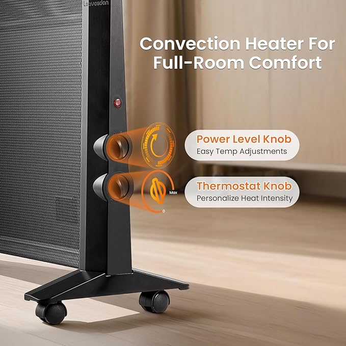 Space Heater for Indoor Use Large Room, 1500W Infrared Electric Room Heater for Bedroom Office, Overheating & Tip-Over Protection
