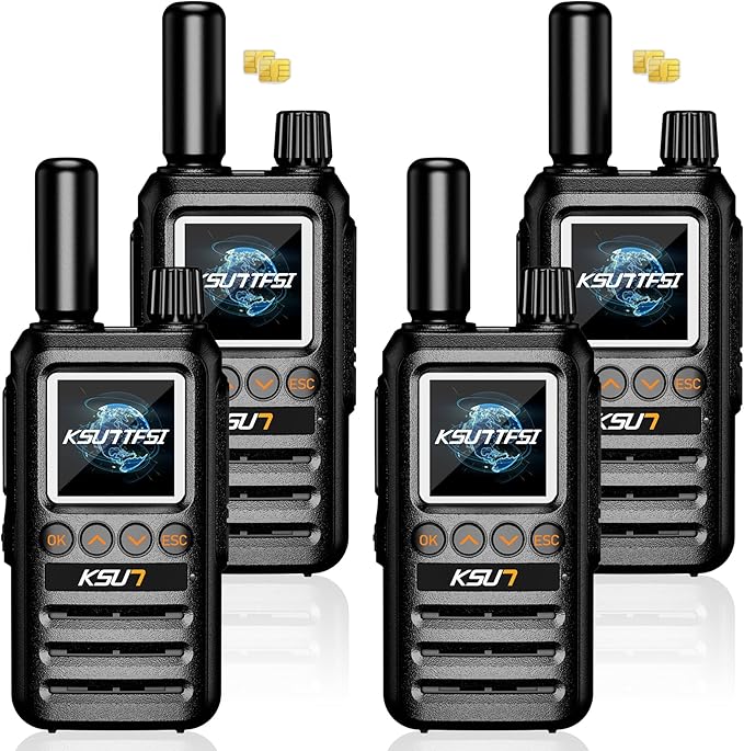 Lifetime Free Global Rapid Walkie Talkies Unlimited Range Nationwide PTT 4G LTE PoC Long Range Two Way Radio 5000 Miles Long Distance Radios for Family,Logistics,Construction (4 Pack with SIM)