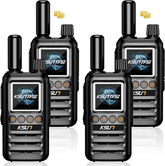 Lifetime Free Global Rapid Walkie Talkies Unlimited Range Nationwide PTT 4G LTE PoC Long Range Two Way Radio 5000 Miles Long Distance Radios for Family,Logistics,Construction (4 Pack with SIM)