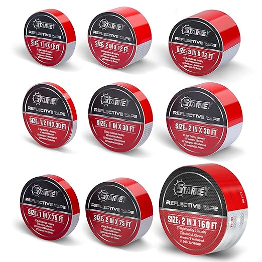 DOT-C2 Reflective Tape 2 in X 160 FT Red White Waterproof Self Adhesive Trailer Tape Outdoor Safety Caution Reflector Conspuicy for Trailers, Vehicles, Boats, Signs