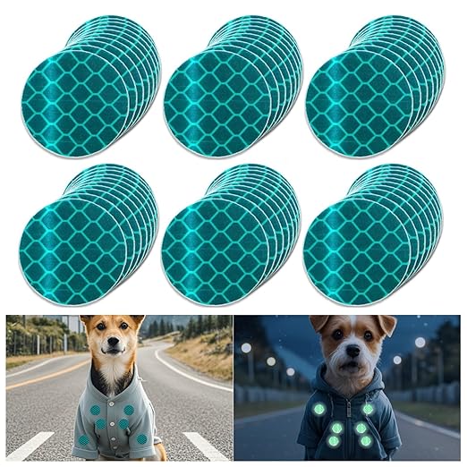 Green Reflective Stickers 1-inch Diameter Round Reflector, Outdoor Waterproof High Visibility Warning Adhesive Tape (60 Pcs)