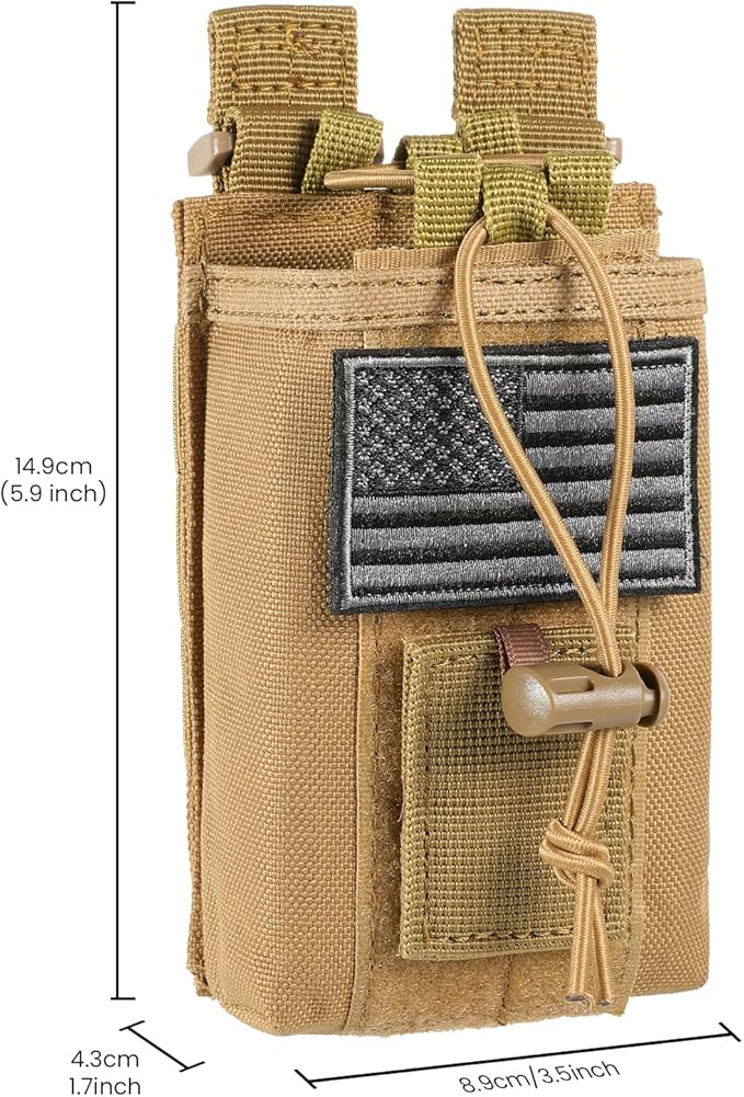 Tactical Radio Holder Radio Holster Molle Radio Pouch Universal Radio Case Military Heavy Duty Radio Bag for Police Firefighter Two Ways Walkie Talkies Vest (Tan)
