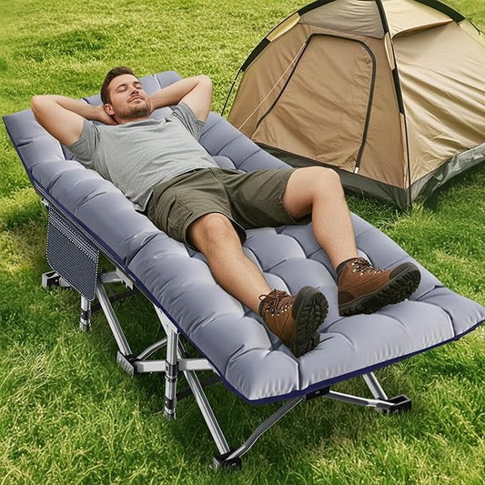 ABORON Heavy-Duty Folding Guest Bed for Adults, 500lb Capacity, Portable Extra Cot with 1246D Double Layer, Ideal for Indoor Guest Stays & Temporary Home Use