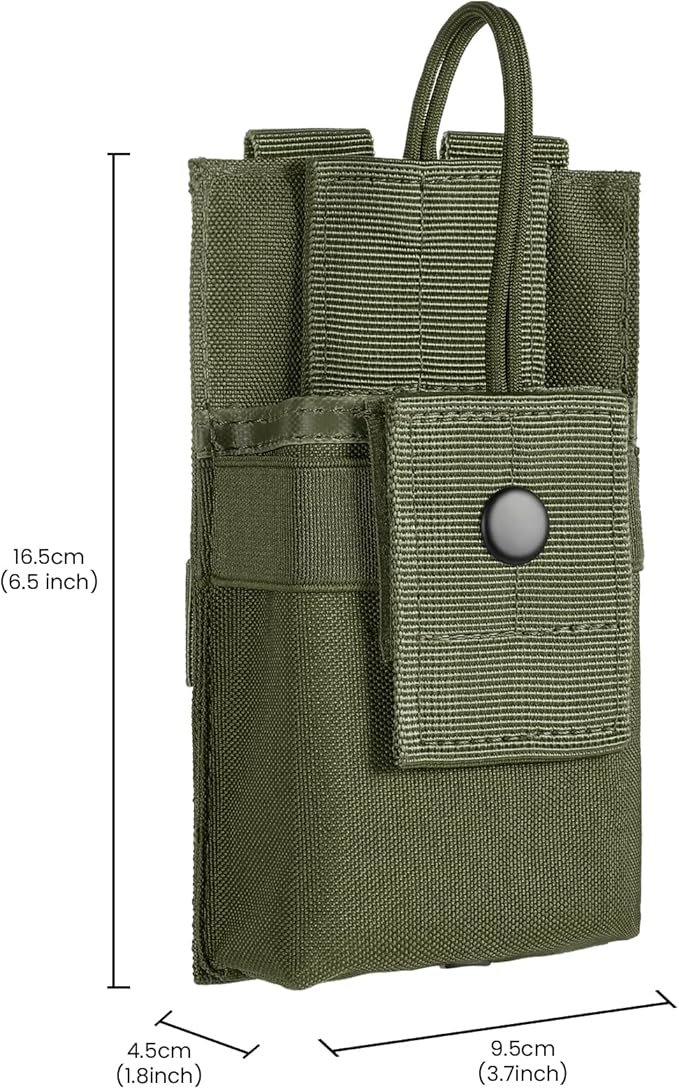 Tactical Radio Holder - Molle Radio Pouch Universal Case for Police, Firefighter - Army Green, Large