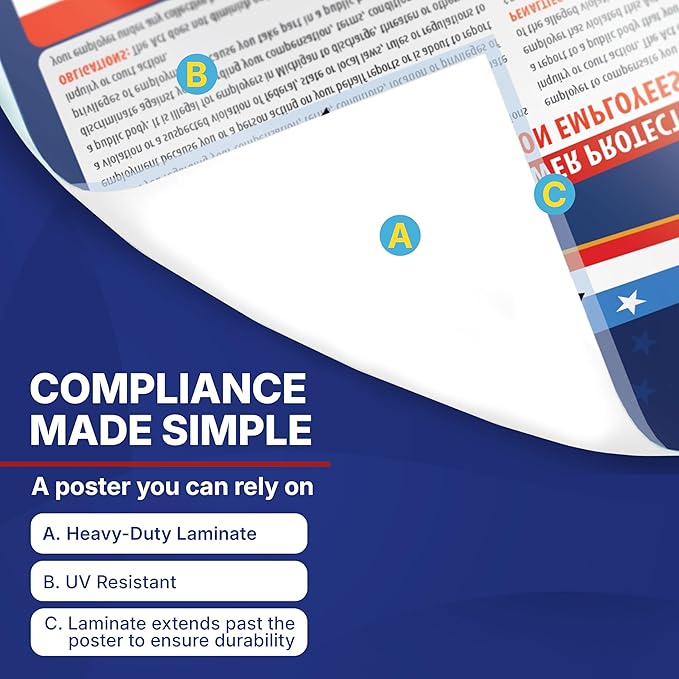 2026 California State and Federal Labor Law Poster - English Spanish Combo - OSHA Workplace Compliant - Mandatory Regulations Posting for Employees - All-In-One Required Compliance Posting 17" x 40" Laminated