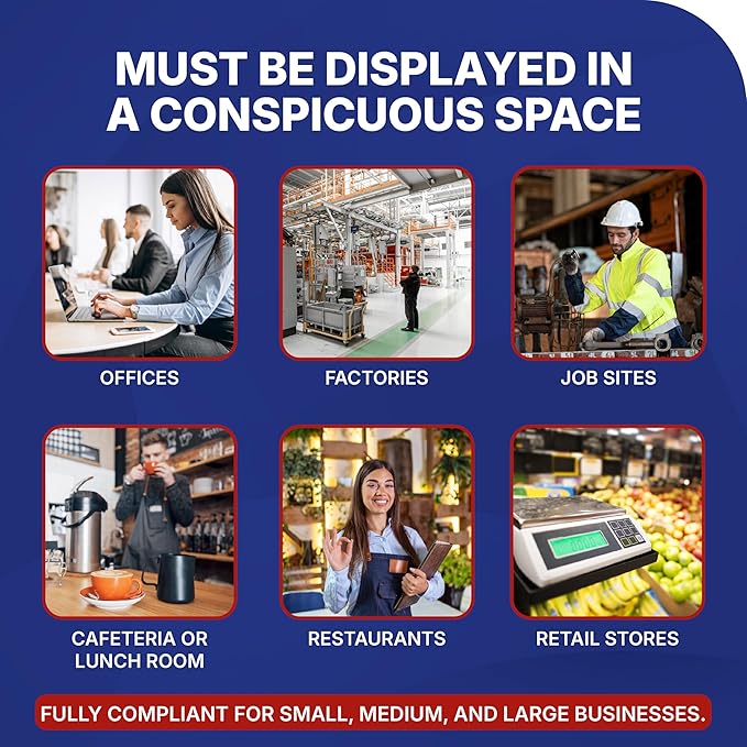 2026 California State and Federal Labor Law Poster - English Version - OSHA Workplace Compliant - Mandatory Regulations All-in-One Required Compliance Posting for Employees 17" x 40" Laminated (English)