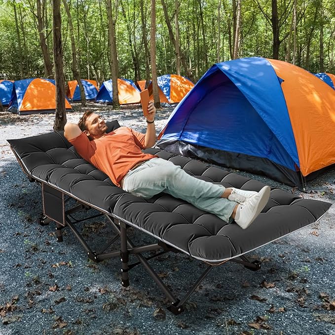 ABORON Heavy-Duty Folding Guest Bed for Adults, 500lb Capacity, Portable Extra Cot with 1201D Double Layer, Ideal for Indoor Guest Stays & Temporary Home Use