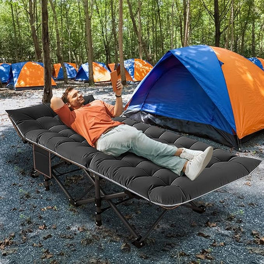 ABORON Heavy-Duty Folding Guest Bed for Adults, 500lb Capacity, Portable Extra Cot with 1201D Double Layer, Ideal for Indoor Guest Stays & Temporary Home Use