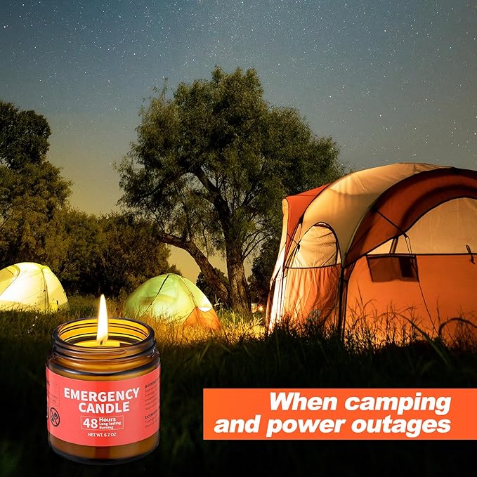 Chuarry 12 Pack Emergency Candles for Power Outage 48 Hours Long Burning Survival Candles Soy Wax for Emergency Winter Storm Camp Essentials