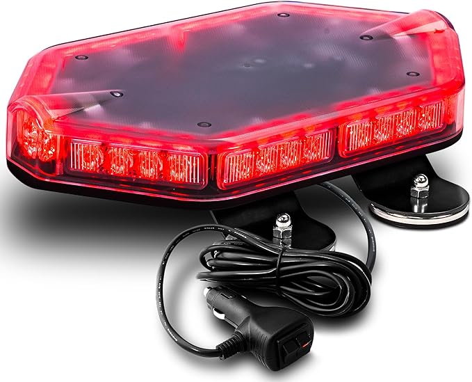LAMPHUS NanoFlare NFMB40 12" 12V 40W RED LED Strobe Mini Light Bar [SAE Class 1] [Magnet/Permanent Mount] Rooftop Rotating Flashing Emergency Warning Beacon Lightbar for Volunteer Firefighter Vehicle