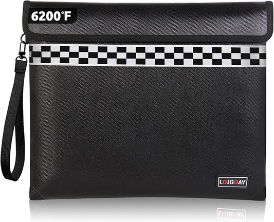 6200°F Fireproof Document Bag with Fireproof Zipper, Fireproof Bag with Reflective Strip, 9 Layers of Heat Insulated Materials, Fireproof Money Bag for Cash, 13"x11" Fireproof Pouch with Hand Strap