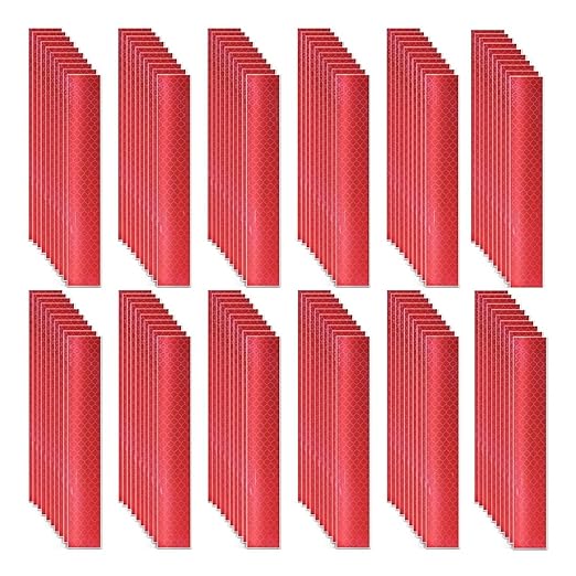 Red Reflective Stickers 1 inch X 6 inch, Outdoor Waterproof High Visibility Warning Safety Adhesive Reflector Tape (120 Pcs)