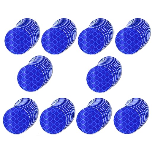 Non Fading Blue Reflective Stickers 1-inch Diameter Round Reflector, Outdoor Waterproof High Visibility Warning Adhesive Tape (100 Pcs)