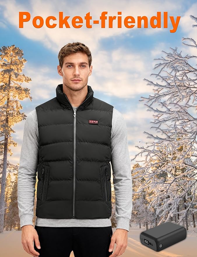 𝟳.𝟰𝗩/𝟱𝗩 𝟮𝟬𝟬𝟬𝟬𝗺𝗔𝗵 Heated Vest Battery Pack, LED Display, Power Bank with USB/Type-C/DC 3.8 Output and LED Display, Portable Charger, Compatible with Heated Vests, Jackets, Pants