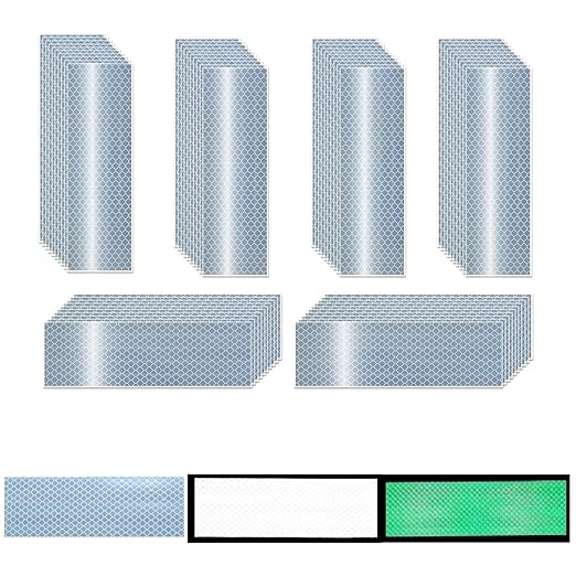Glow in The Dark Reflective Stickers 2 inch X 6 inch for Truckskes, Warning Strong Safety Adhesive Reflective Strips (60 Pcs)