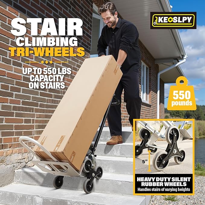 3 in 1 Convertible Hand Truck 1000 LBS Capacity, Industrial Heavy Duty Hand Truck Dolly Cart, Aluminum Stair Climbing Utility Trolley Platform Cart with Wheels for Transport & Moving