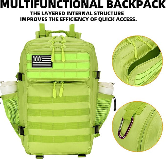 45L Tactical Assault Backpack 3 day assault pack with Molle Waterproof backpack Rucksack for Tactical Backpacks (Fluorescent Green)