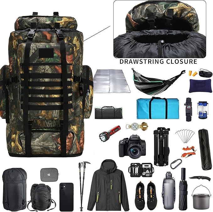 Hiking Backpack for Men 70L/100L Camping Backpack Military Rucksack Molle 3 Days Assault Pack for Climbing