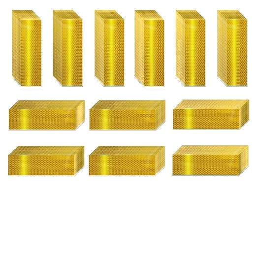 Yellow Reflective Stickers 2 inch X 6 inch, Outdoor Waterproof High Visibility Warning Safety Adhesive Reflector Tape (120 Pcs)