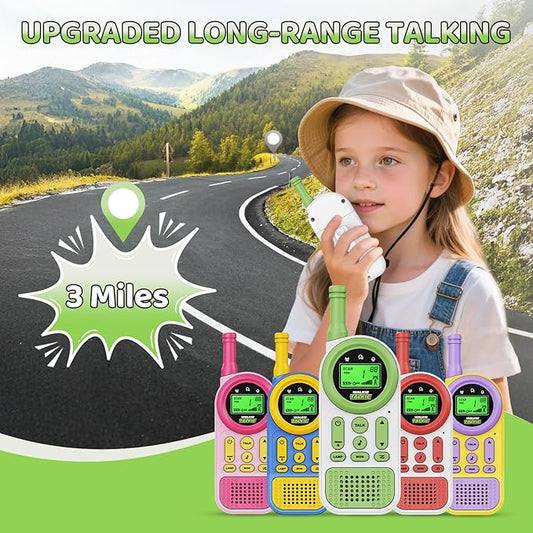 Walkie Talkies for Kids Toys: Toys for 3-12 Year Old Boys Girls - 22 Channels 2 Way Radio Toy with Backlit LCD Flashlight - 3 Miles Range for Outside/Camping/Hiking (2-Pack), Green