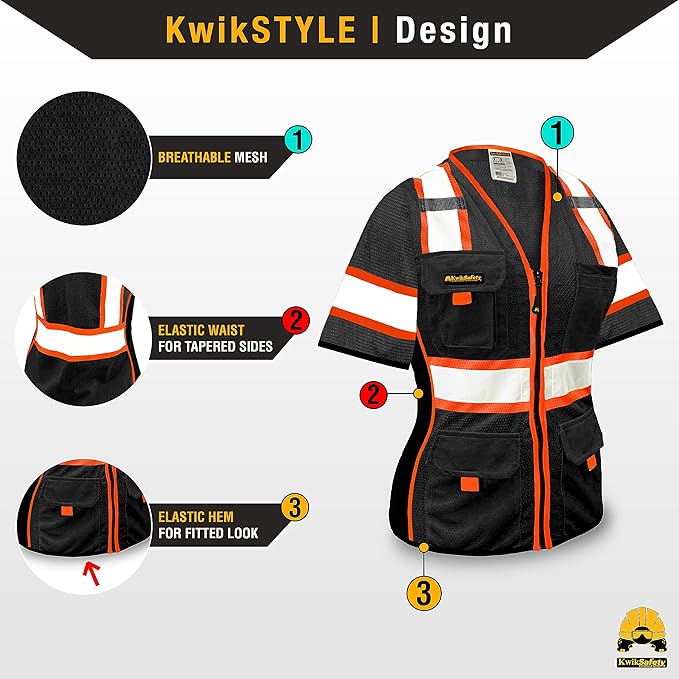 KwikSafety - Charlotte, NC - Men's & Women's Class 3 Safety Vest PPE Hi Vis Reflective ANSI OSHA