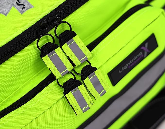 Lightning X Medium First Responder EMT Bag | LXMB25 | w/Reflective, Shoulder Strap & Zippered Compartments for First Aid + Trauma Supplies - Fluorescent Yellow