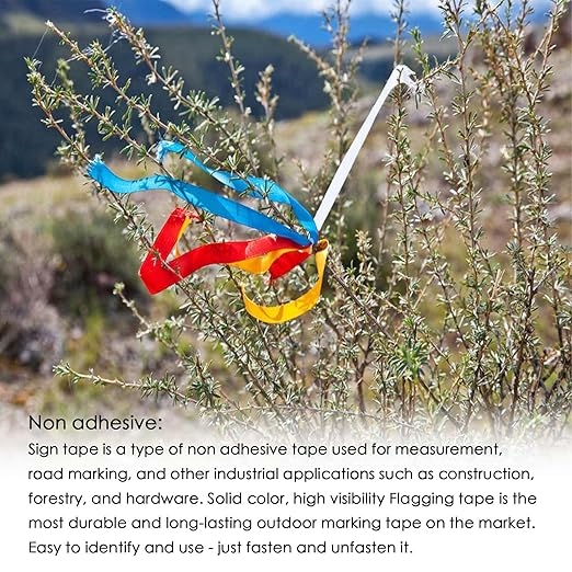 5 Pack Red Flagging Tape, Non-Adhesive Plastic Ribbon Neon Marking Roll, 0.78"*500ft, Marking Tape for Tree Marking, Hunting, Boundaries and Hazardous Areas,Trail Marking